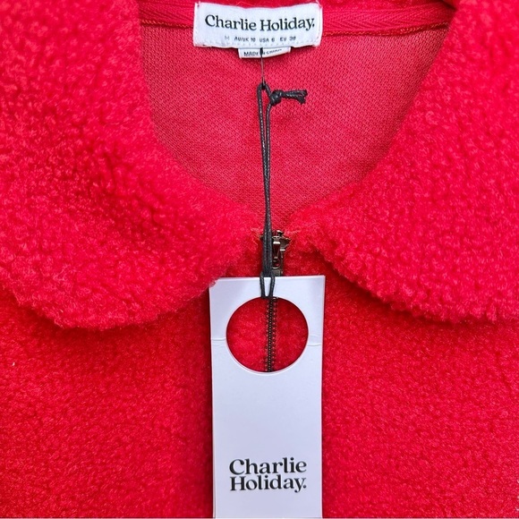 NWT Charlie Holiday Sommerset Teddy Sherpa Full Zip Jacket Red - Picture 5 of 10